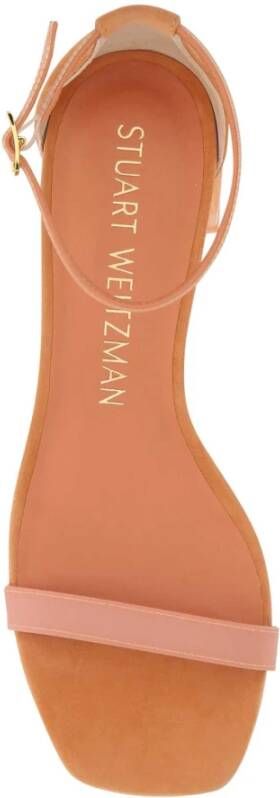 Stuart Weitzman Peach suede lucite nudistcurve sandalen Oranje Dames