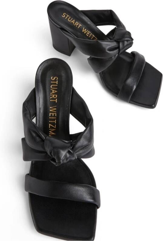 Stuart Weitzman Playa 75 Knot Block Slide Zwart Dames