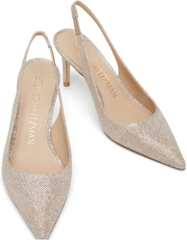 Stuart Weitzman Glitter Slingback Stiletto Heel Pumps Beige Dames - Foto 7