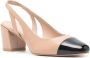 Stuart Weitzman Kleur-Blok Leren Slingback Hakken Beige Dames - Thumbnail 10