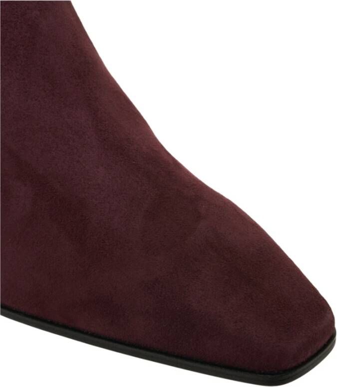 Stuart Weitzman Rode Suède Enkellaarzen met Blokhak
