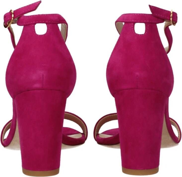 Stuart Weitzman Roze Leren Sandaal Mid Hakken