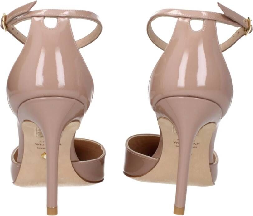 Stuart Weitzman Roze Leren Sandaal Mid Hakken