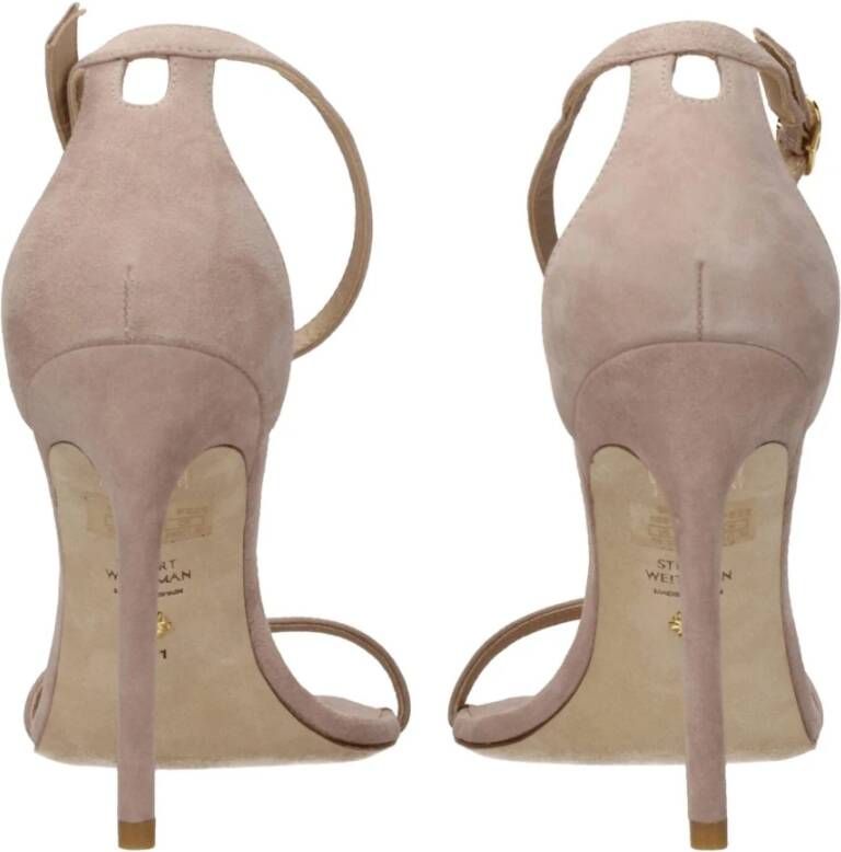 Stuart Weitzman Roze Leren Stiletto Hakken Sandalen