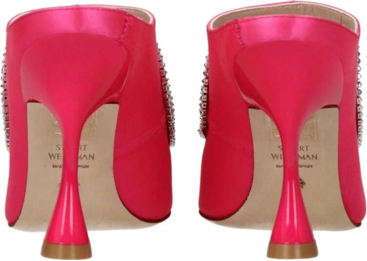 Stuart Weitzman Roze Satijnen Strass Sandalen