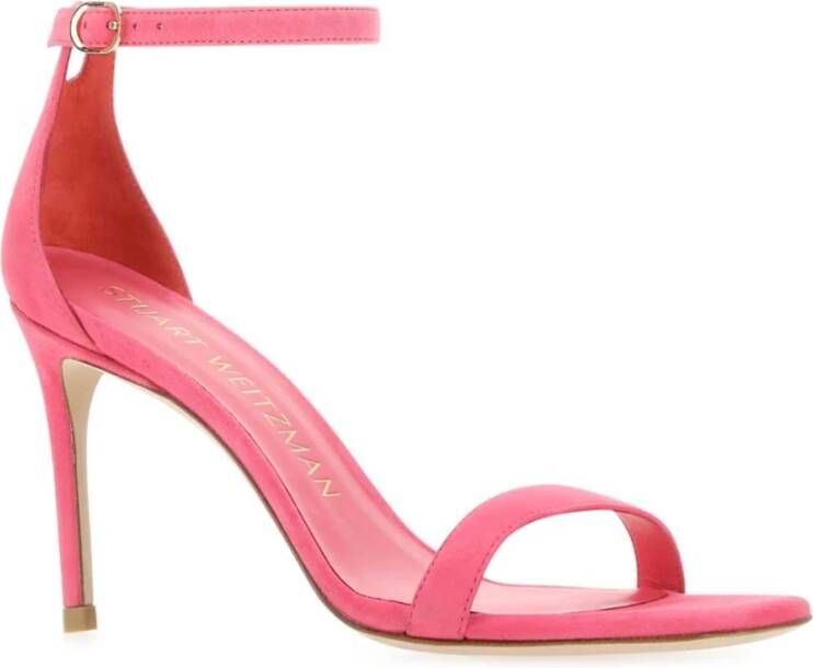 Stuart Weitzman Roze suede nunakedCurve 85 sandalen Roze Dames