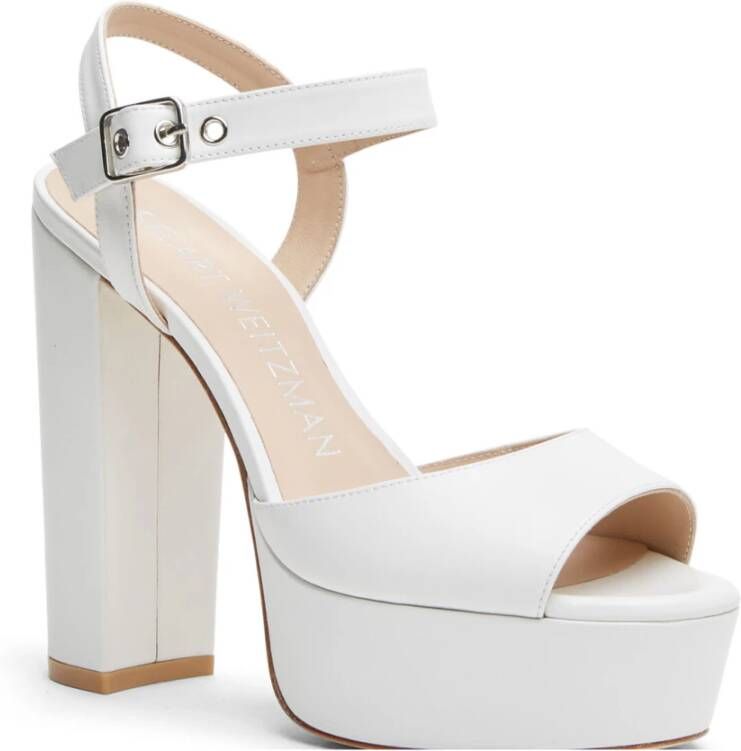 Stuart Weitzman Ryder 95 Platform Sandal Wit Dames