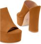 Stuart Weitzman Gedurfde Suède Platform Slide Brown Dames - Thumbnail 4