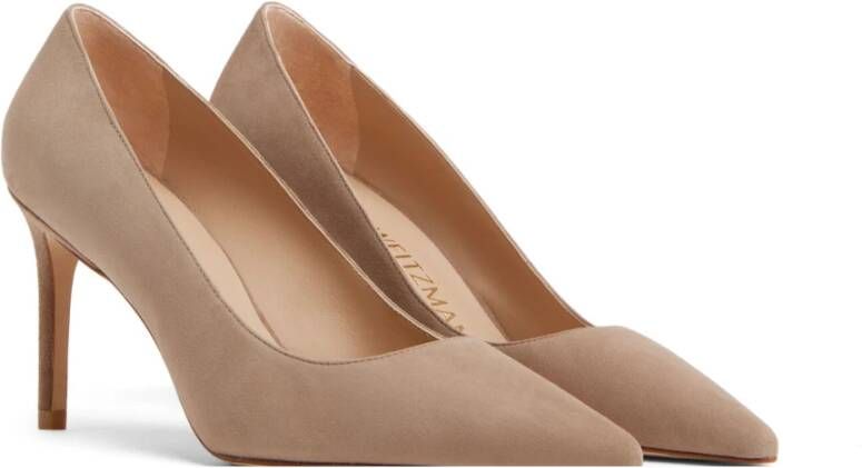 Stuart Weitzman Suède Puntige Pump Beige Dames