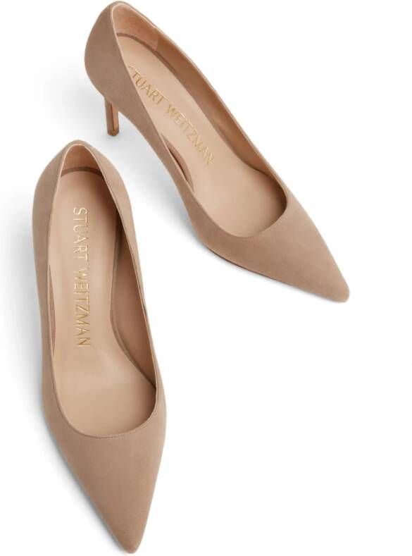 Stuart Weitzman Suède Puntige Pump Beige Dames