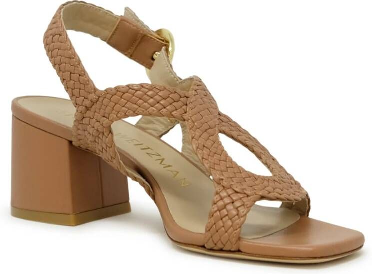 Stuart Weitzman Tan Leren Slingback Sandalen Ss24 Beige Dames