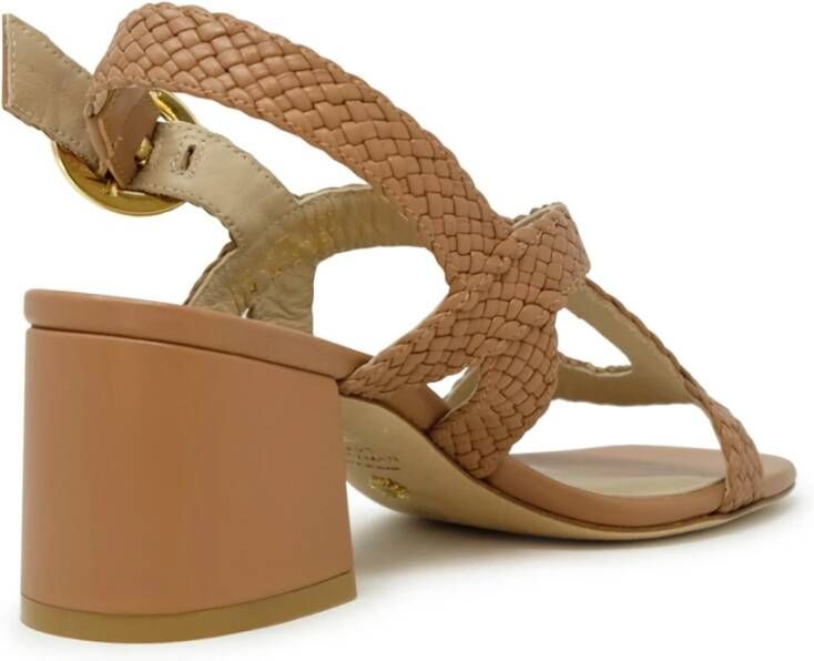 Stuart Weitzman Tan Leren Slingback Sandalen Ss24 Beige Dames