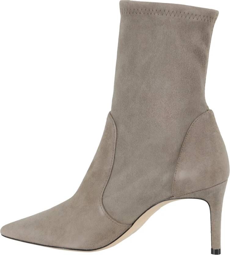 Stuart Weitzman Taupe Suède Puntige Neus Power Bootie