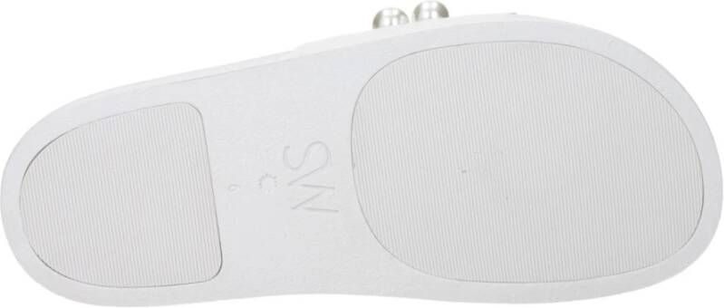Stuart Weitzman Witte Leren Slippers Sandalen