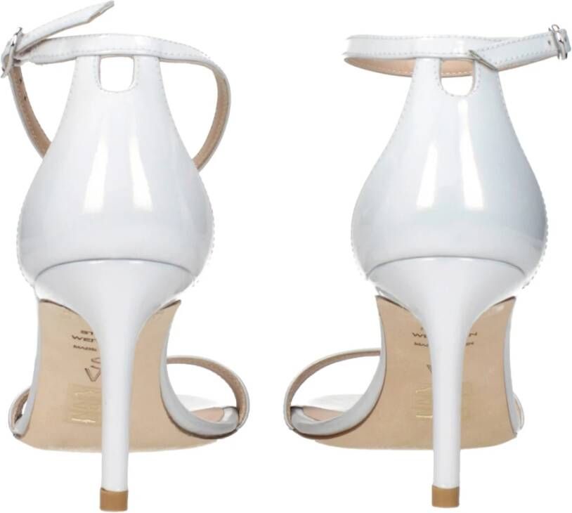 Stuart Weitzman Witte Leren Stiletto Hakken Sandalen