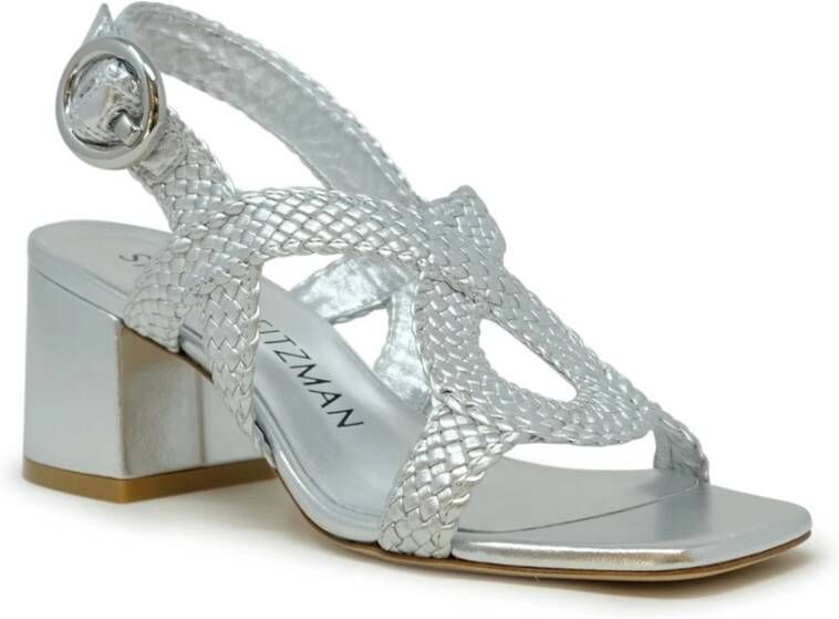 Stuart Weitzman Zilveren Leren Sandalen Wvette Ss24 Gray Dames