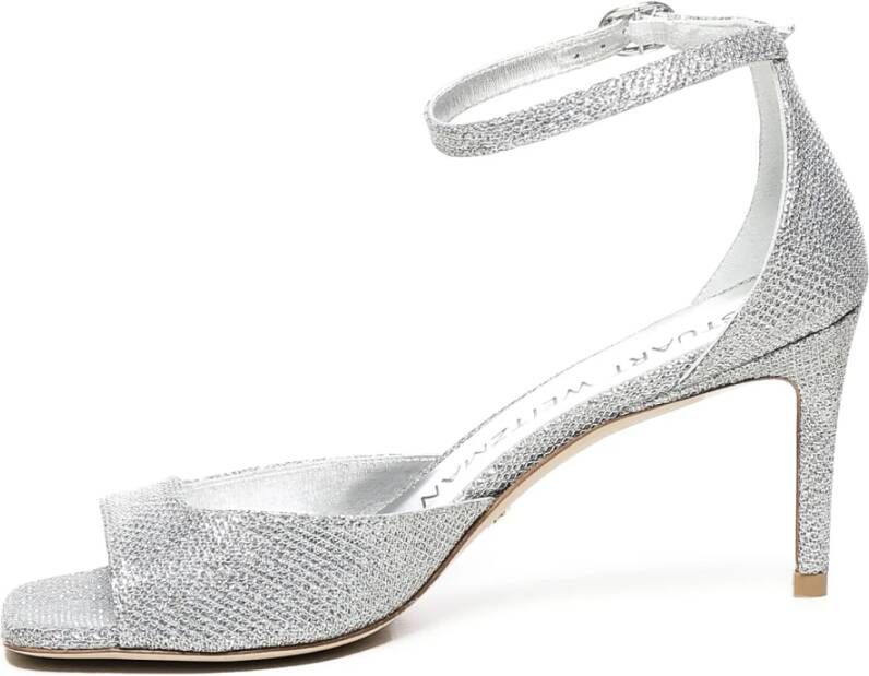 Stuart Weitzman Zilveren Stiletto Sandalen met Open Hiel