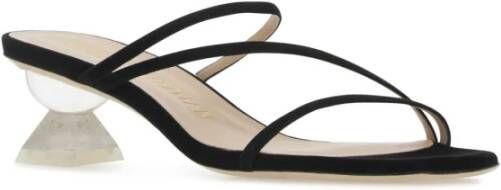Stuart Weitzman Zwart suede lucite sculpt muilezels Zwart Dames