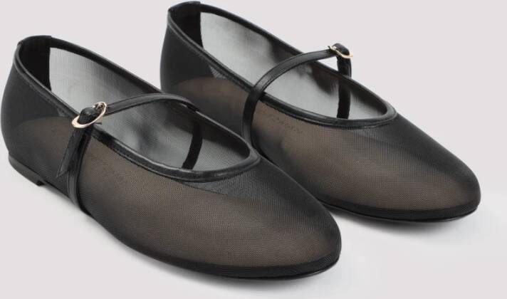 Stuart Weitzman Zwarte Ballerina's Leer Mesh Elegante Schoenen