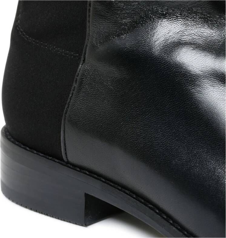 Stuart Weitzman Zwarte Leren Hoge Laarzen Amandel Teen