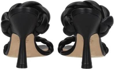 Stuart Weitzman Zwarte Leren Open Teen Hoge Hak Sandalen