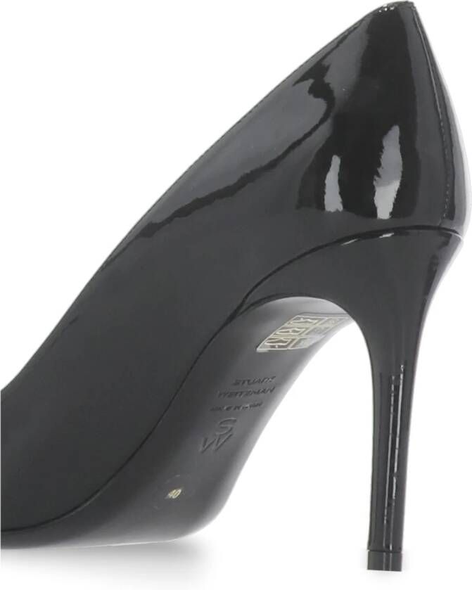 Stuart Weitzman Zwarte Leren Pijl Teen Hakken