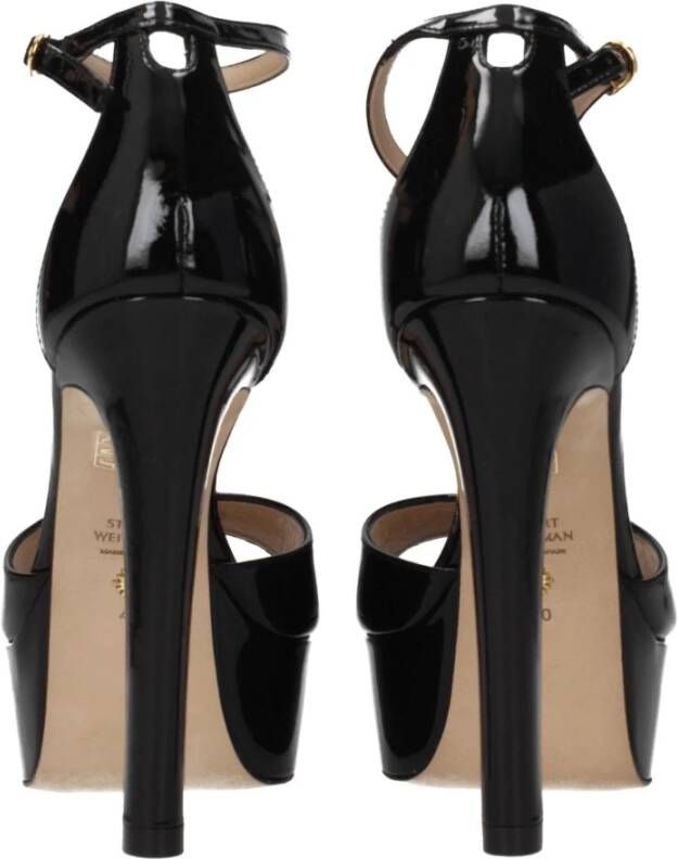 Stuart Weitzman Zwarte leren platform sandalen