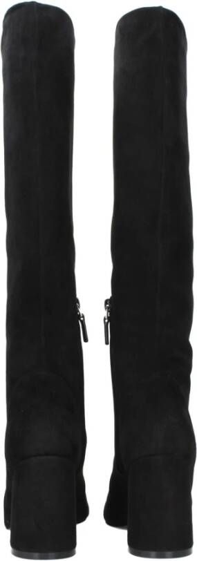Stuart Weitzman Zwarte Leren Rits Sluiting Middelhak Laarzen