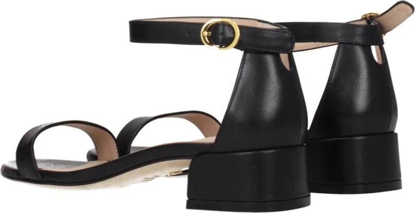 Stuart Weitzman Zwarte Leren Sandaal Middelhakken