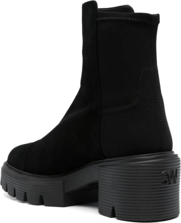 Stuart Weitzman Zwarte Leren Slip-On Enkellaarzen Black Dames