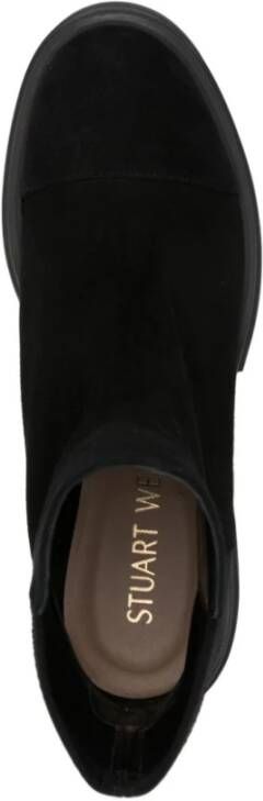 Stuart Weitzman Zwarte Leren Slip-On Enkellaarzen Black Dames