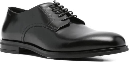 Stuart Weitzman Zwarte Leren Veterschoenen Ronde Neus