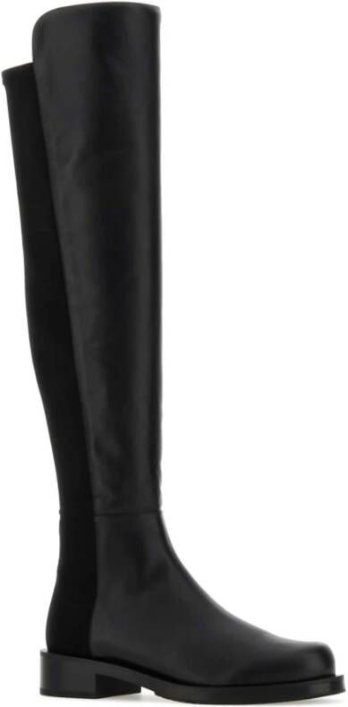 Stuart Weitzman Zwarte Nappa Leren en Stoffen 5050 Laarzen Zwart Dames