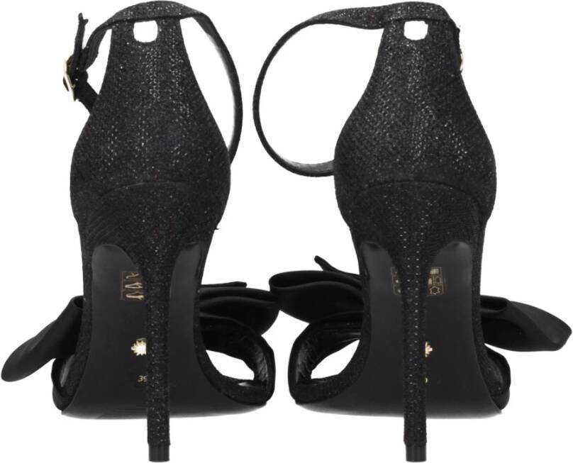 Stuart Weitzman Zwarte Satijnen Hoge Hak Sandaal