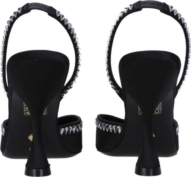 Stuart Weitzman Zwarte Satijnen Stiletto Hakken Sandalen