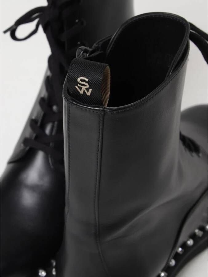 Stuart Weitzman Zwarte Studded Combat Boots