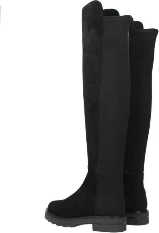 Stuart Weitzman Zwarte Suède Casual Middelhoge Hak Laarzen