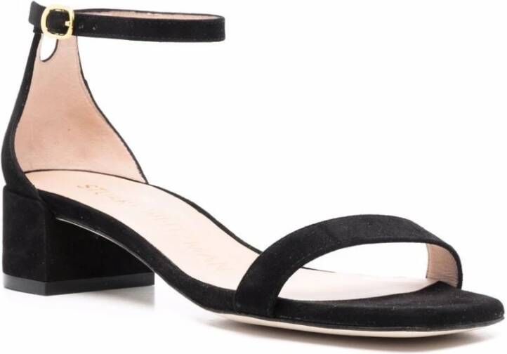 Stuart Weitzman Zwarte suède hoge hak sandalen Black Dames