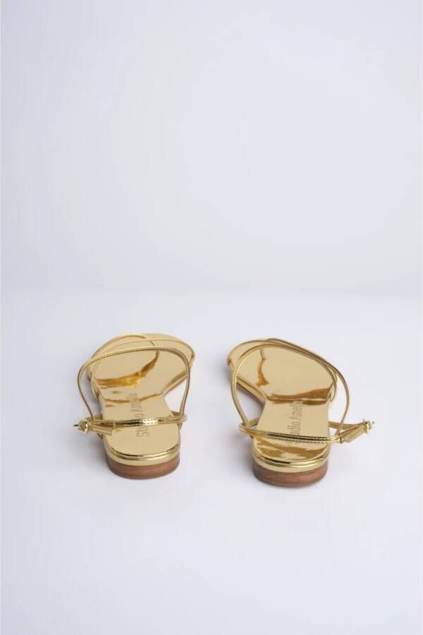 Studio Amelia Gouden platte sandalen Geborsteld technisch TPU