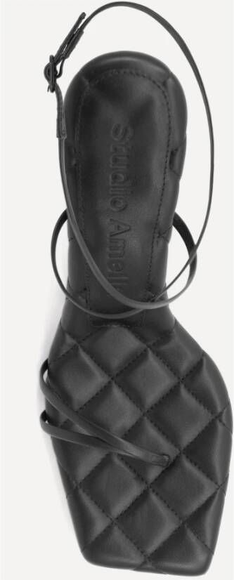 Studio Amelia Zwarte Leren Hak Sandalen