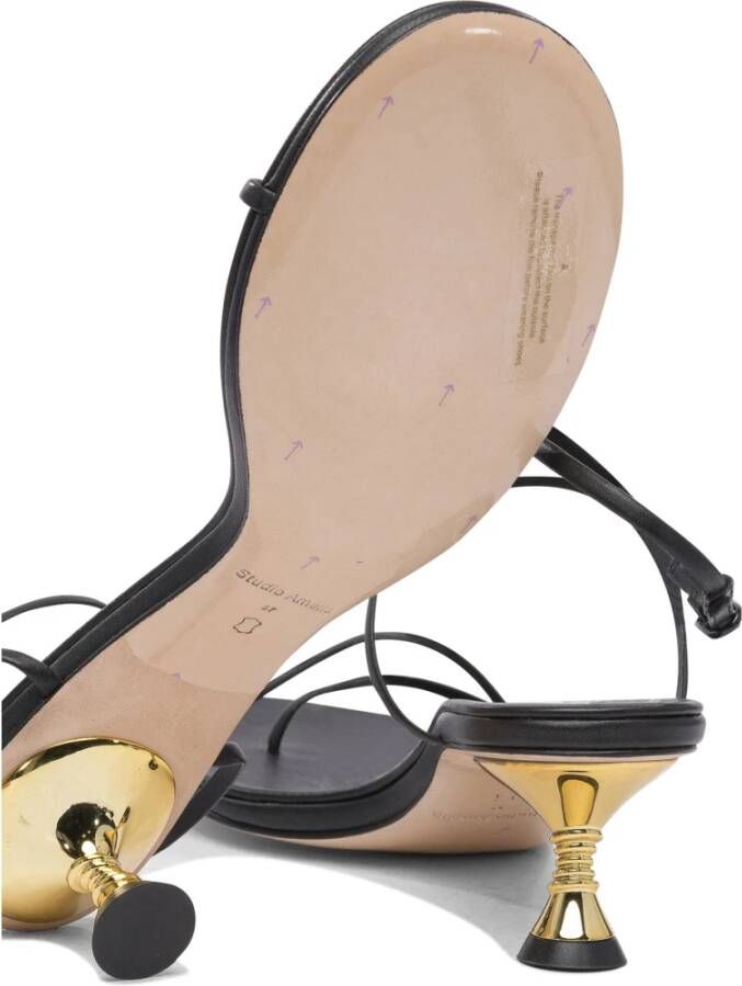Studio Amelia Zwarte Leren Sandalen Elegant Ontwerp