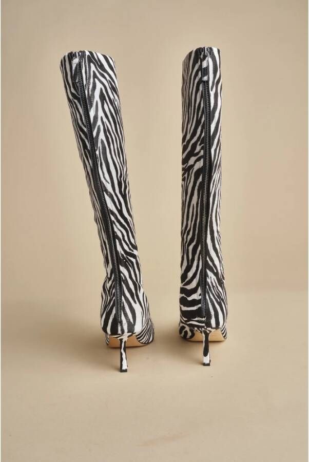 Studio Amelia Zwarte Zebra Leren Hoge Laarzen