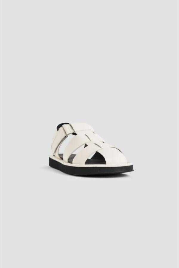 Studio Nicholson Witte Leren Sandalen Klittenbandsluiting Pergamijn White Dames
