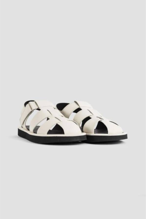 Studio Nicholson Witte Leren Sandalen Klittenbandsluiting Pergamijn White Dames