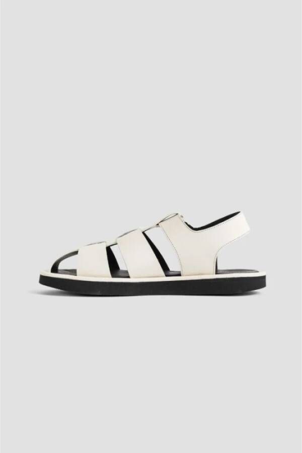 Studio Nicholson Witte Leren Sandalen Klittenbandsluiting Pergamijn White Dames