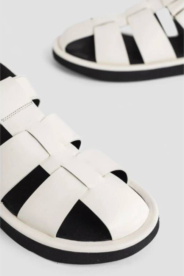 Studio Nicholson Witte Leren Sandalen Klittenbandsluiting Pergamijn White Dames