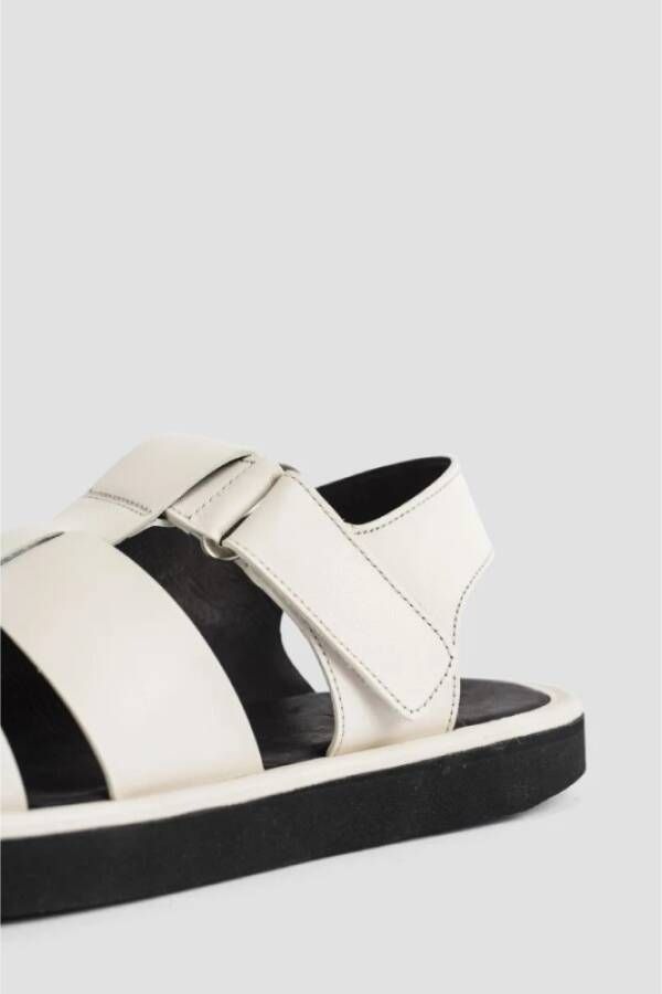 Studio Nicholson Witte Leren Sandalen Klittenbandsluiting Pergamijn White Dames