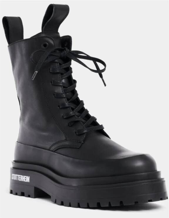 Stutterheim Leren Veterschoenen tot Halverwege de Kuit Black Heren