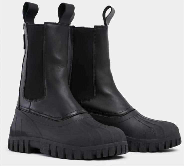 Stutterheim Waterafstotende Leren Patrouillelaarzen Black Unisex