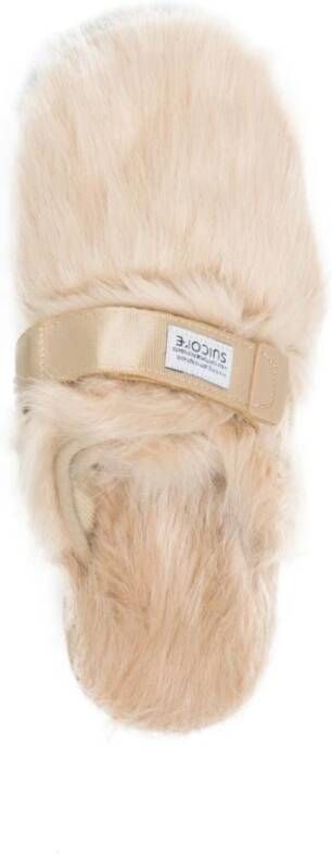 Suicoke Beige Faux-Fur Slides Sandalen